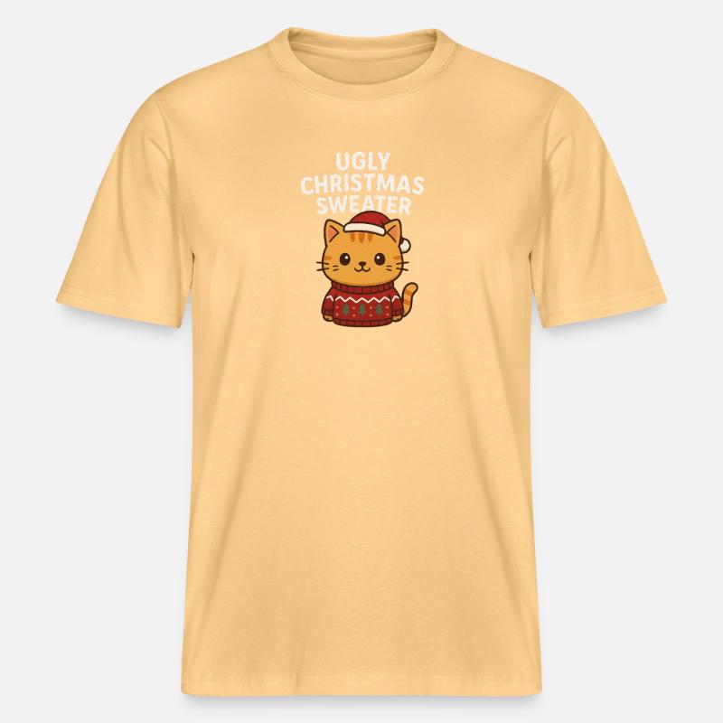 Pull de Noël moche pour chat - T-shirt unisexe RELAXED FIT en coton bio - jaune délavé