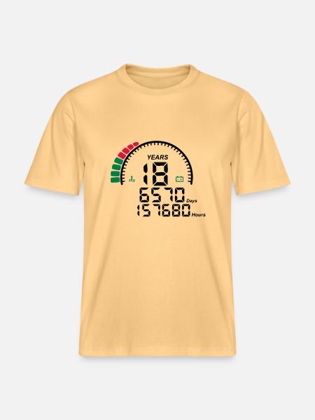 counter anniversary years 18 years -  RELAXED FIT Unisex Organic T-Shirt - washed yellow