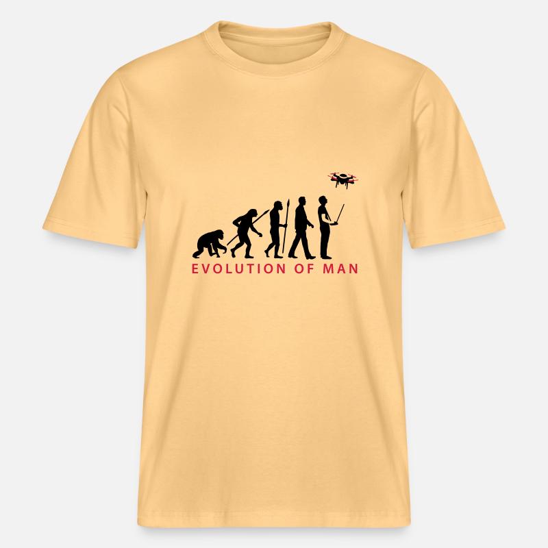 Evolution Modellflieger Drohne 4 Propeller -  RELAXED FIT Unisex Organic T-Shirt - Hellgelb