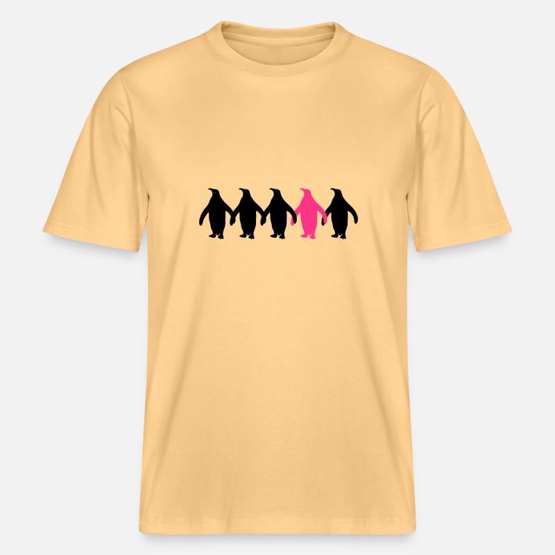 Be different penguins pattern fun -  RELAXED FIT Unisex Organic T-Shirt - washed yellow