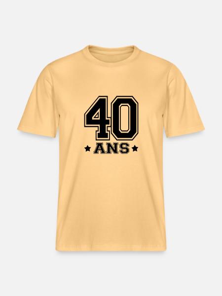 40 ANS,âge - T-shirt unisexe RELAXED FIT en coton bio - jaune délavé