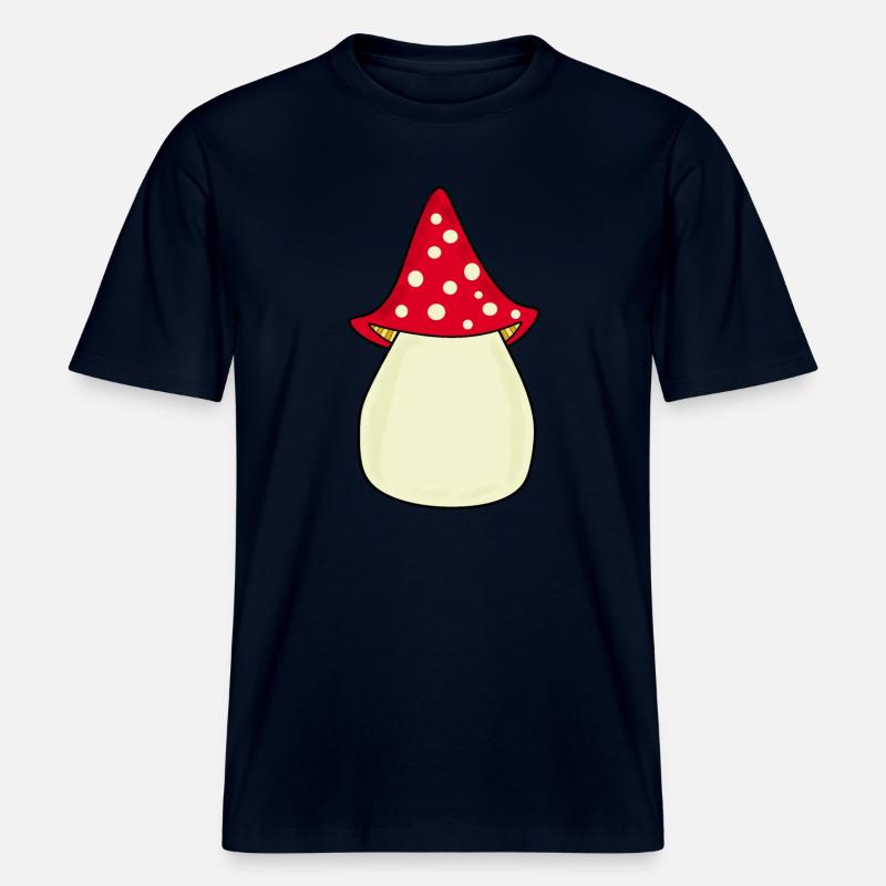 Mushroom Toadstool Pattern Personalizable Gift -  RELAXED FIT Unisex Organic T-Shirt - french navy