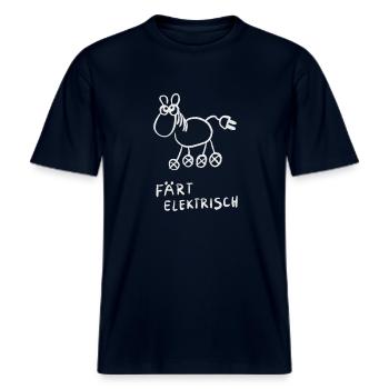 Färt Elektrisch -  RELAXED FIT Unisex Organic T-Shirt - Navy - Vorne - Alina (178cm) & Michal (187cm)
