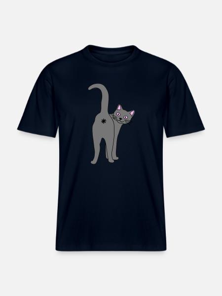 Naughty cat -  RELAXED FIT Unisex Organic T-Shirt - french navy