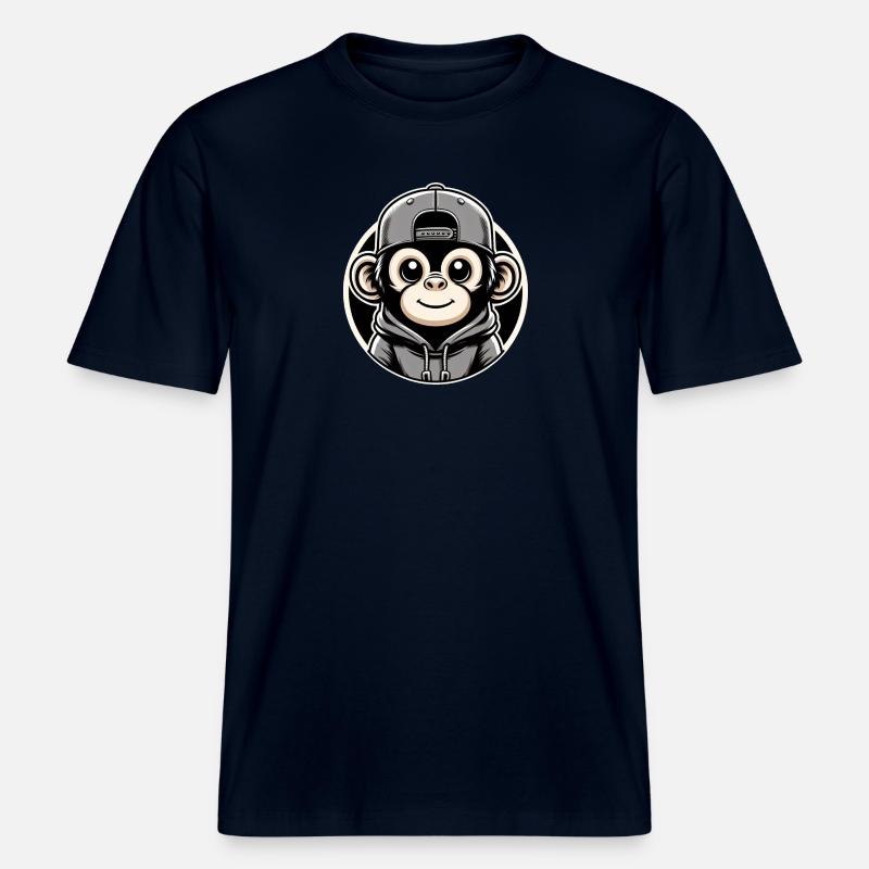 Casquette à capuche Monkey Round - T-shirt unisexe RELAXED FIT en coton bio - marine