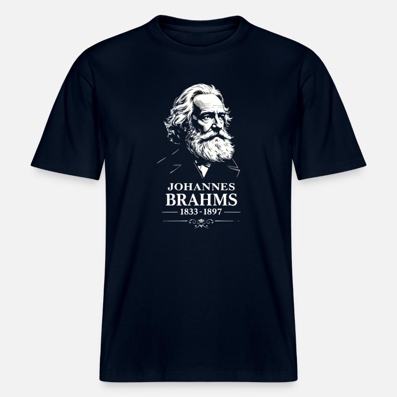 Johannes Brahms Komponist Dirigent Pianist -  RELAXED FIT Unisex Organic T-Shirt - Navy