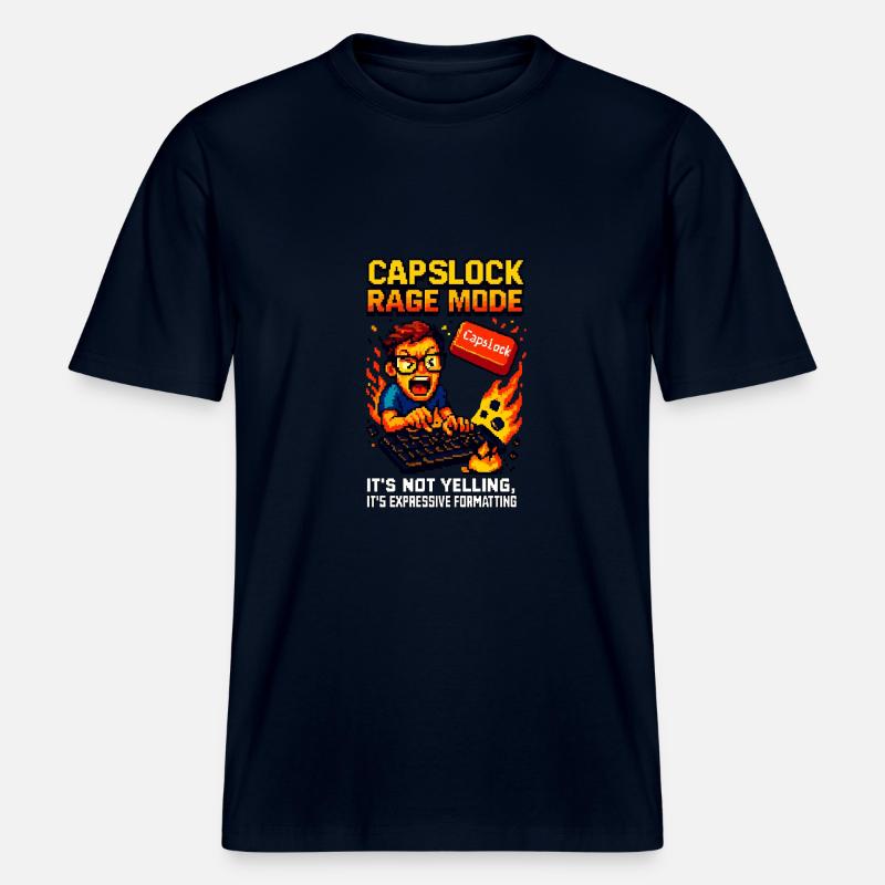 Capslock Rage Mode – Wütender Pixel-Nerd -  RELAXED FIT Unisex Organic T-Shirt - Navy