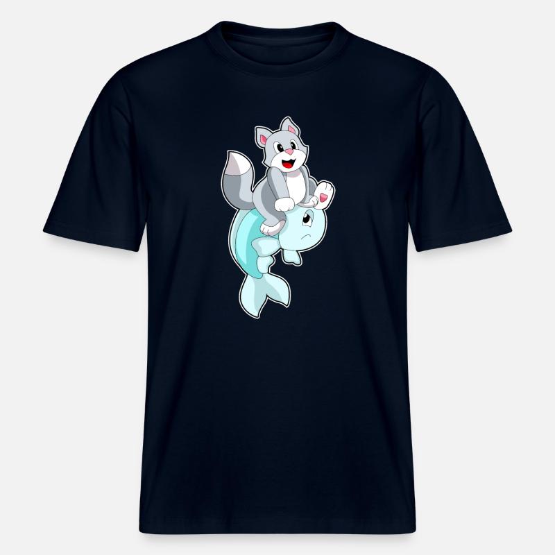 Poisson-chat -  T-shirt unisexe RELAXED FIT en coton bio - marine