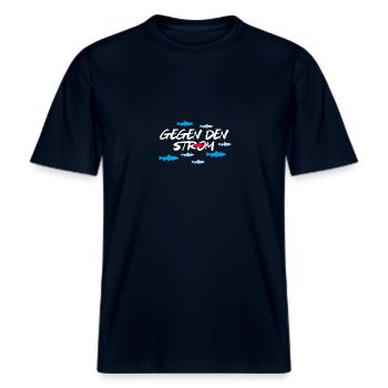 Gegen den Strom -  RELAXED FIT Unisex Organic T-Shirt - Navy - Vorne - Alina (178cm) & Michal (187cm)