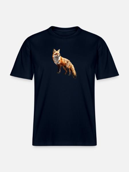 Roter Fuchs – Wildtier Alpen Design -  RELAXED FIT Unisex Organic T-Shirt - Navy