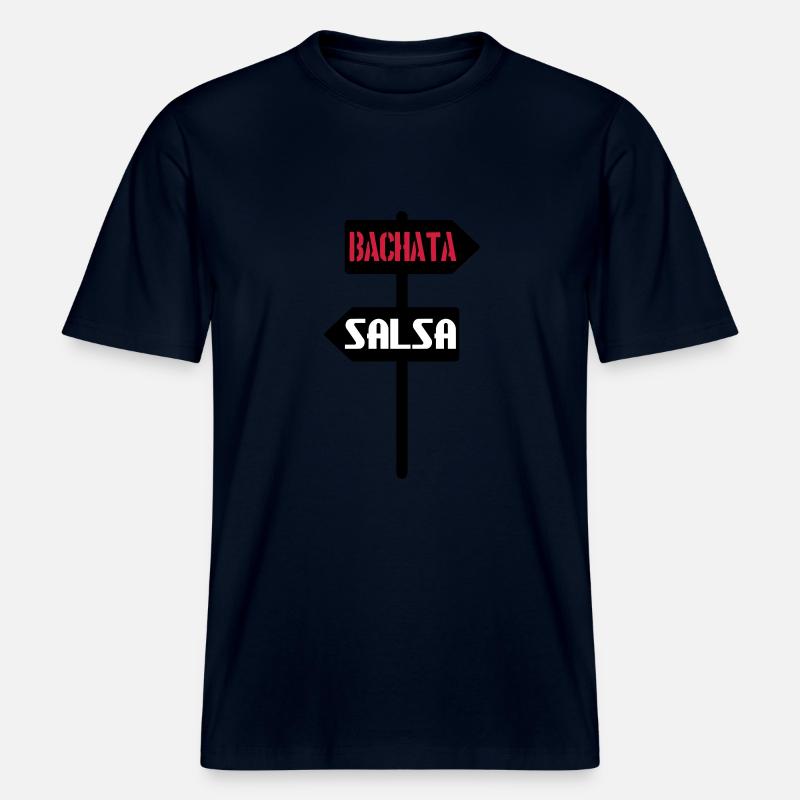 Bachata Salsa Schild -  RELAXED FIT Unisex Organic T-Shirt - Navy