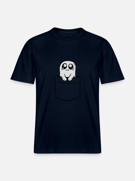 Chest pocket ghost take comic -  RELAXED FIT Unisex Organic T-Shirt - french navy