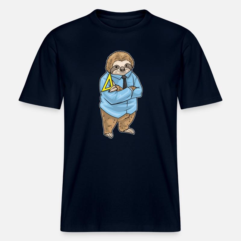 Sloth Math Teacher Triangle -  RELAXED FIT Unisex Organic T-Shirt - french navy