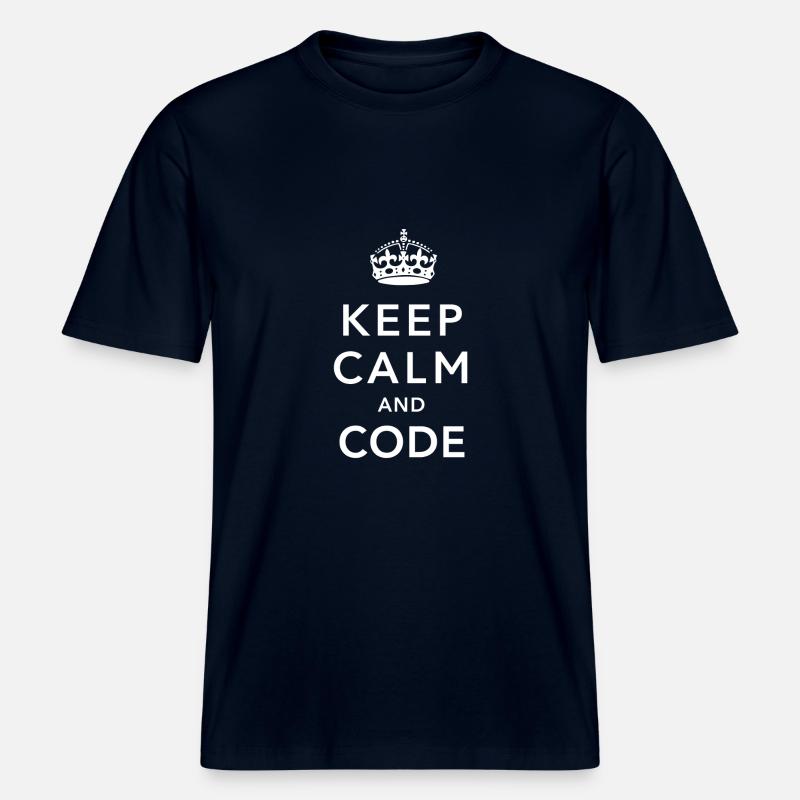 CALM DOWN AND CODE -  T-shirt unisexe RELAXED FIT en coton bio - marine