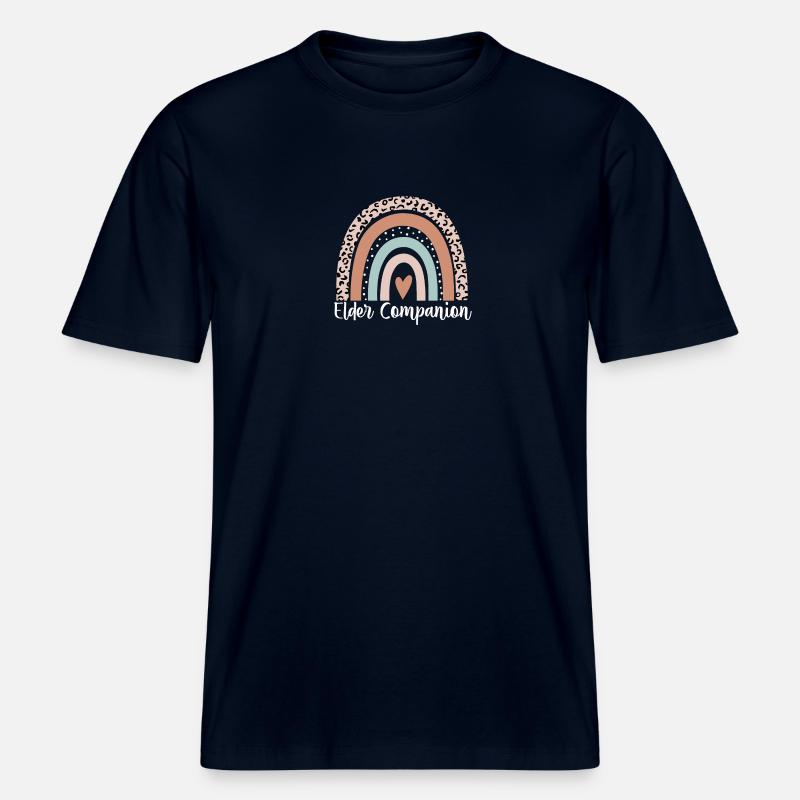 Ältester Gefährte Regenbogenleopard Lustiger Ältester -  RELAXED FIT Unisex Organic T-Shirt - Navy
