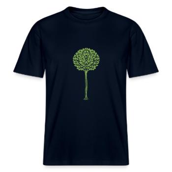 Veganer Vegetarier Tierschutz Geschenkidee -  RELAXED FIT Unisex Organic T-Shirt - Navy - Vorne - Alina (178cm) & Michal (187cm)