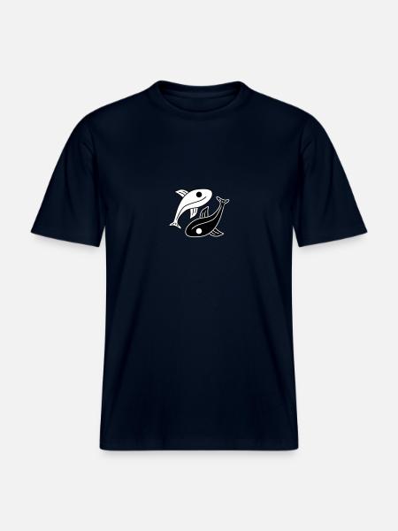 Yin Yang Fishs - RELAXED FIT Unisex Organic T-Shirt - Navy