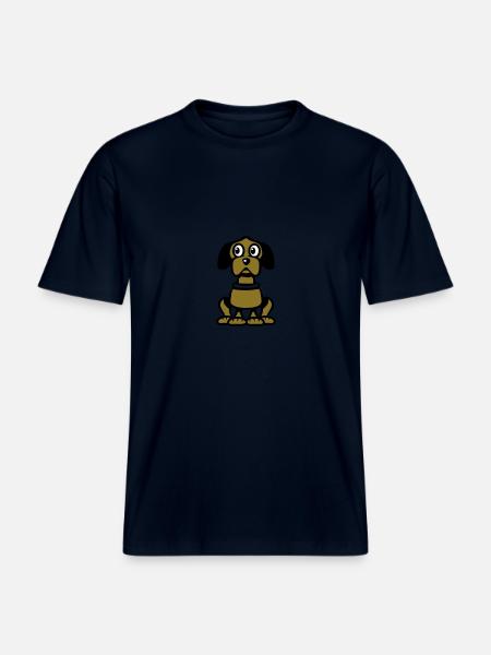 chien mignon drôle -  T-shirt unisexe RELAXED FIT en coton bio - marine