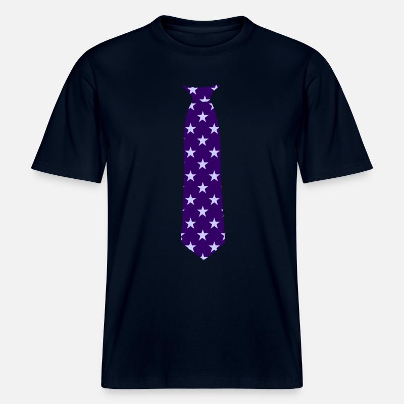 Tie Star Pattern Blue -  RELAXED FIT Unisex Organic T-Shirt - french navy