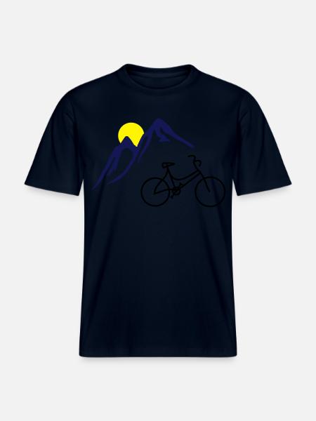 Bike, mountains and Sun -  RELAXED FIT Unisex Organic T-Shirt - french navy