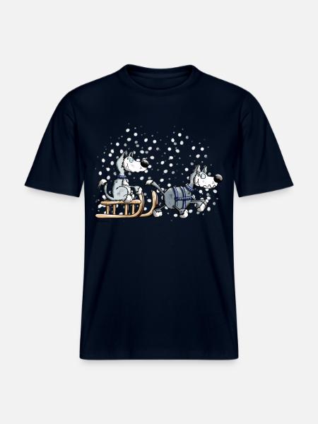 Huskies in the snow - RELAXED FIT Unisex Organic T-Shirt - french navy