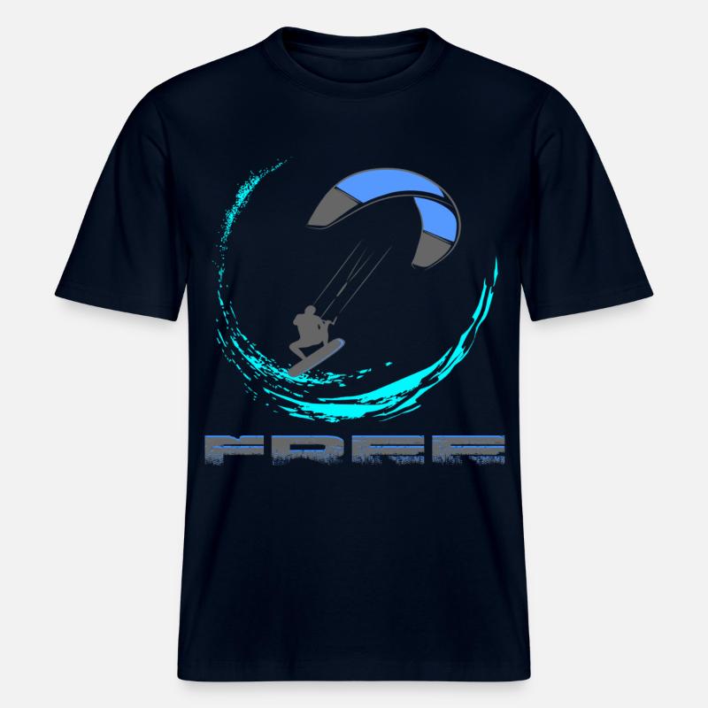 Kitesurf -  T-shirt unisexe RELAXED FIT en coton bio - marine