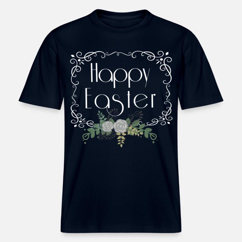 Joyeuses Pâques -  T-shirt unisexe RELAXED FIT en coton bio - marine