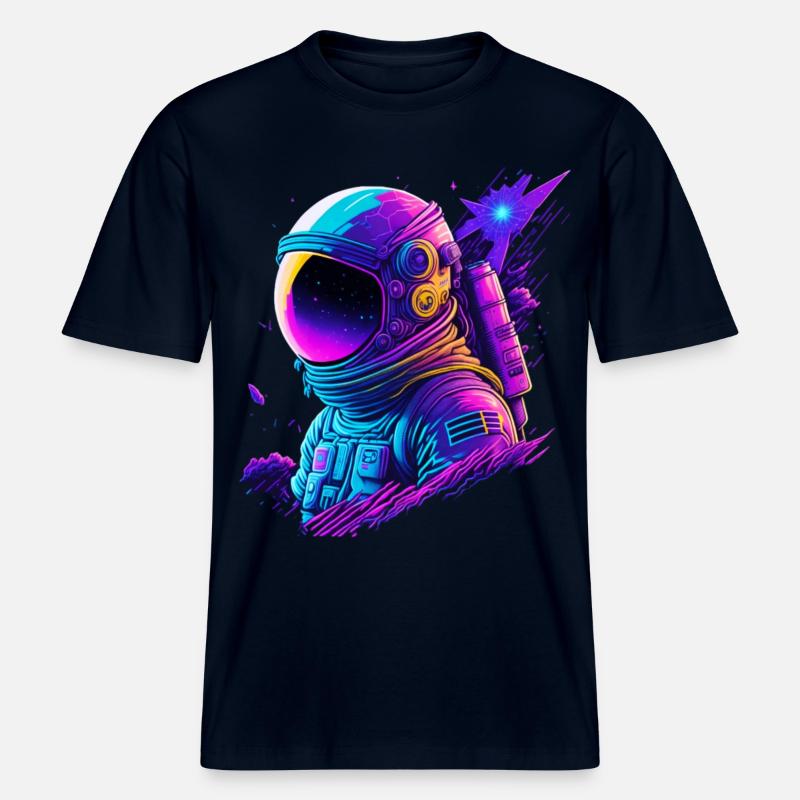 Synthwave Astronaute Space Explorer -  T-shirt unisexe RELAXED FIT en coton bio - marine