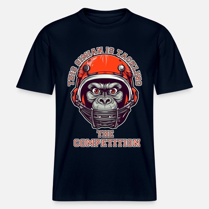 self-confident monkey accepts the challenge - RELAXED FIT Unisex Organic T-Shirt - french navy