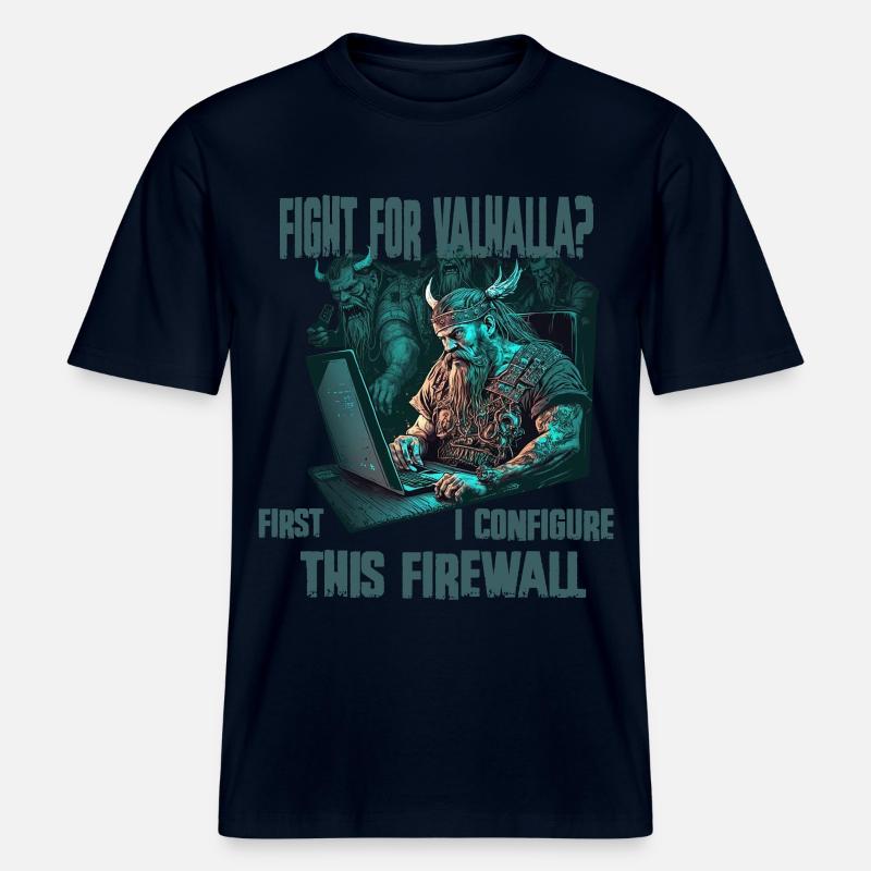 Firewall first Wikinger programmierer -  RELAXED FIT Unisex Organic T-Shirt - Navy