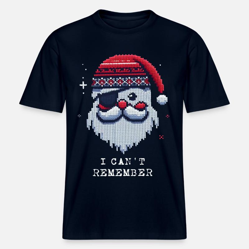 Weihnachtsmann mit Augenklappe Strickmuster - RELAXED FIT Unisex Organic T-Shirt - Navy