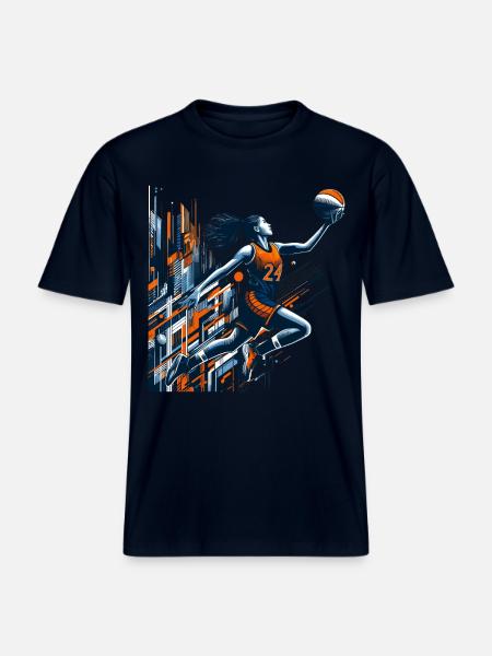 Kvinde Basketball Dunking Design -  Økologisk unisex T-shirt RELAXED FIT - navy