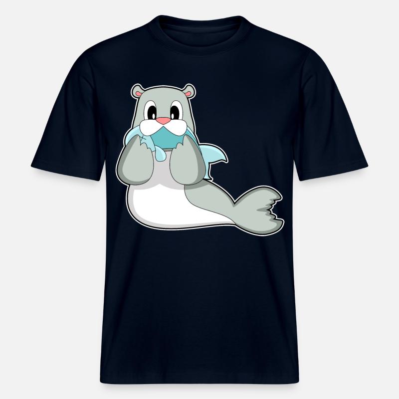 Poisson phoque -  T-shirt unisexe RELAXED FIT en coton bio - marine