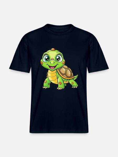 Skilpadde Søt tegneseriefigur Kawaii Clipart - Økologisk RELAXED FIT Unisex T-skjorte - navy