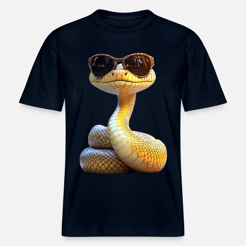 Schlange Python Kobra Mamba Klapperschlange Snake -  RELAXED FIT Unisex Organic T-Shirt - Navy