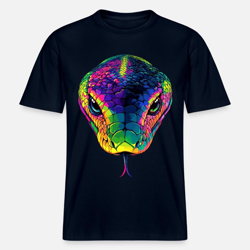 Schlange Python Kobra Mamba Klapperschlange Snake -  RELAXED FIT Unisex Organic T-Shirt - Navy