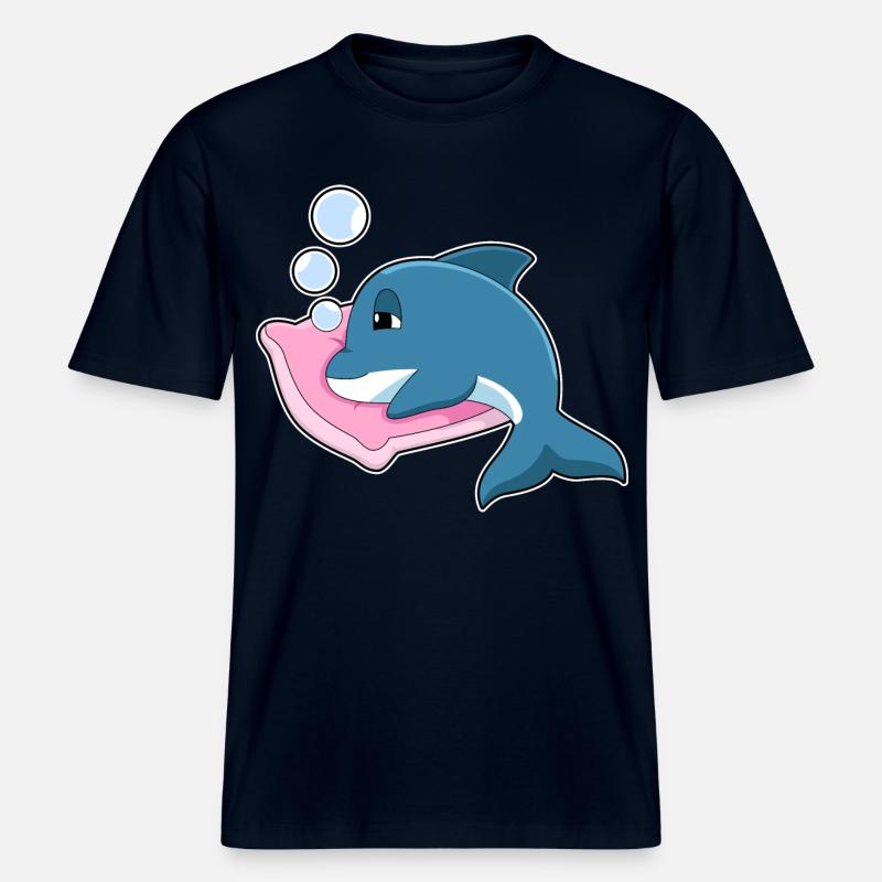 Oreiller de couchage Dolphin - T-shirt unisexe RELAXED FIT en coton bio - marine
