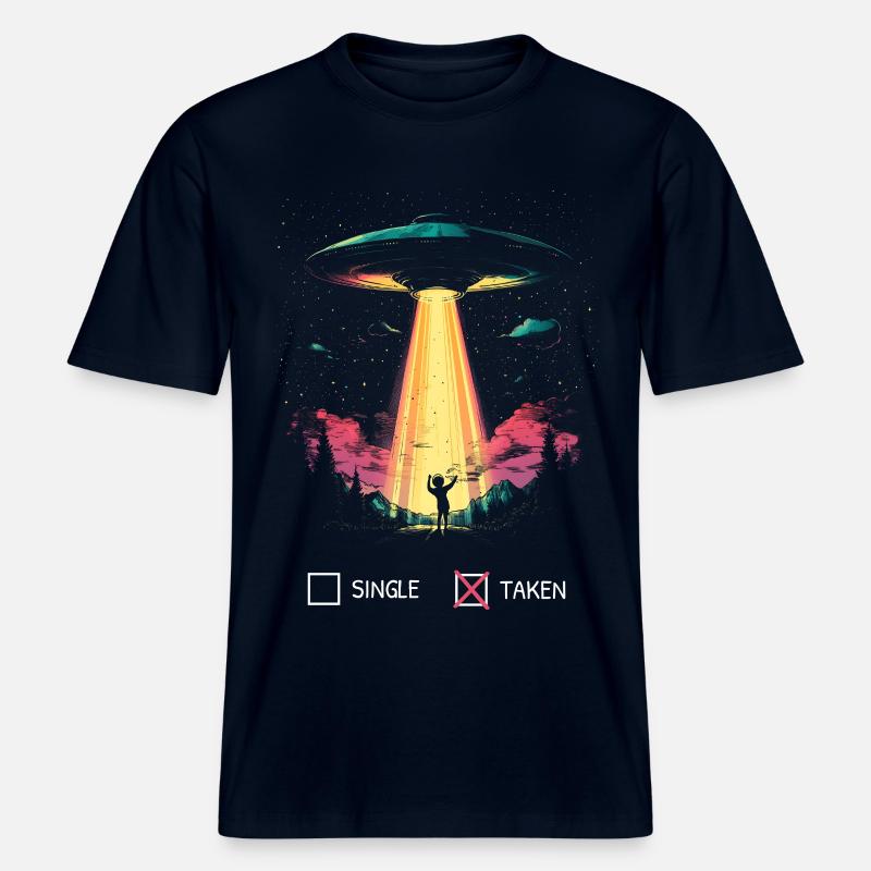 Pardonner la Saint-Valentin Alien-Funny Gift - T-shirt unisexe RELAXED FIT en coton bio - marine