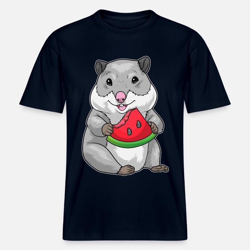 Hamster Pastèque -  T-shirt unisexe RELAXED FIT en coton bio - marine