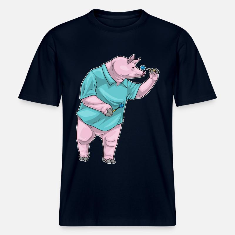 Fléchette cochon Fléchette -  T-shirt unisexe RELAXED FIT en coton bio - marine