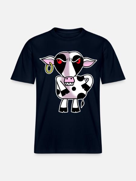 Angry cow -  RELAXED FIT Unisex Organic T-Shirt - french navy