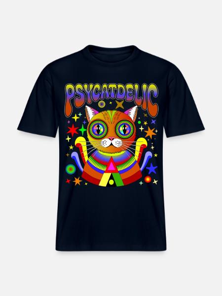 PSYCATDELIC - RELAXED FIT Unisex Organic T-Shirt - french navy