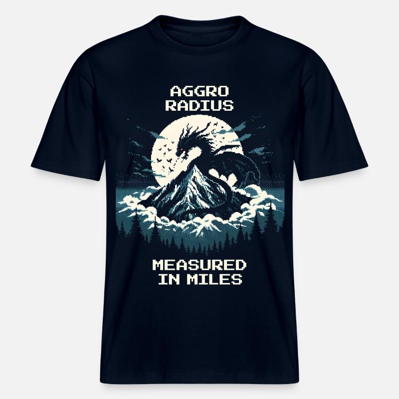 Aggro-Radius | Retro Drache Pixel Art -  RELAXED FIT Unisex Organic T-Shirt - Navy