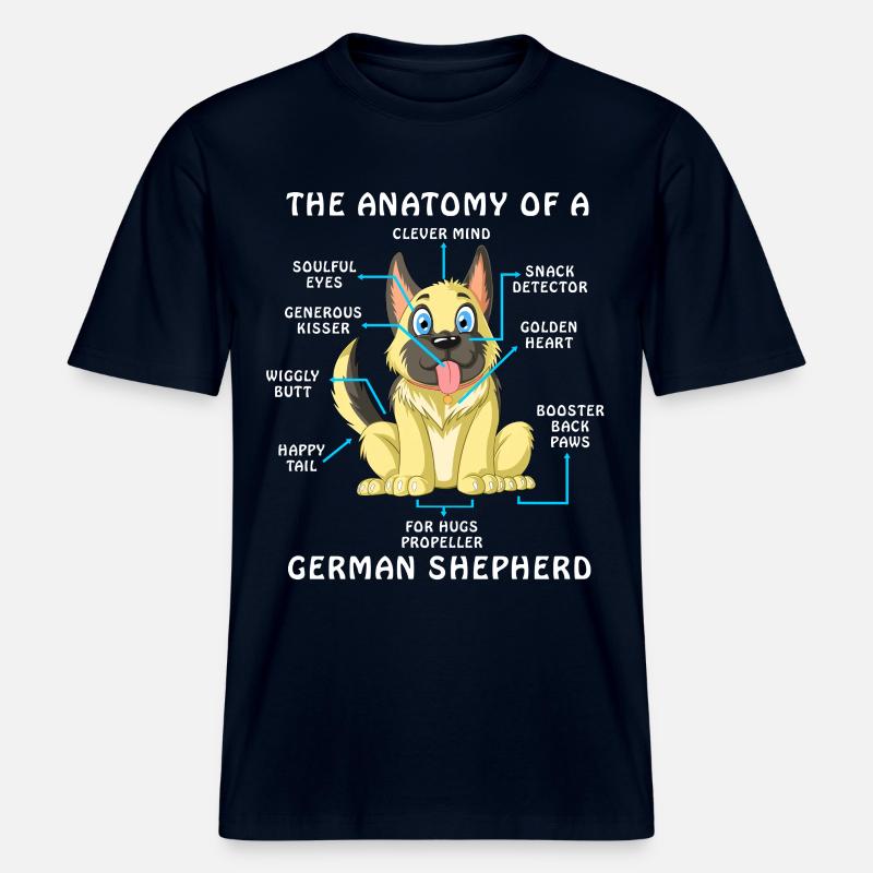 Anatomie eines Deutschen Schäferhundes -  RELAXED FIT Unisex Organic T-Shirt - Navy