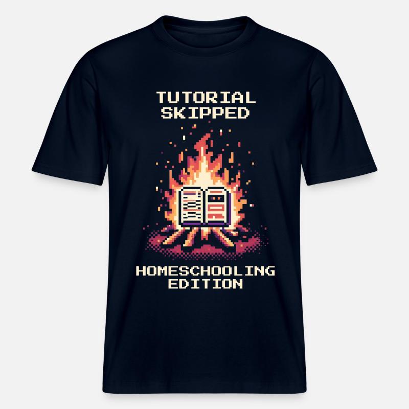 Tutorial übersprungen | Homeschooling Humor - RELAXED FIT Unisex Organic T-Shirt - Navy