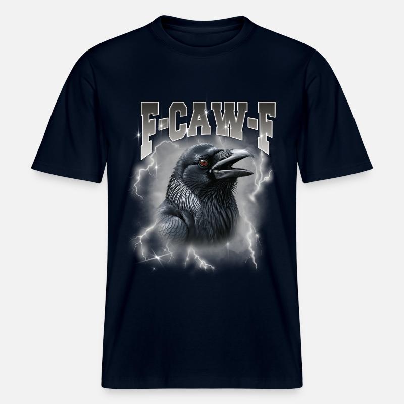 F-Caw-E Rabensturm Graphik -  RELAXED FIT Unisex Organic T-Shirt - Navy