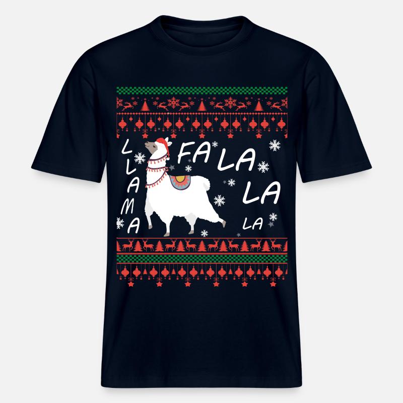 Pull de Noël moche Llama -  T-shirt unisexe RELAXED FIT en coton bio - marine