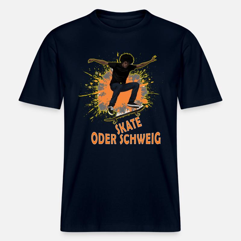 Skate Oder Schweig Splash -  RELAXED FIT Unisex Organic T-Shirt - Navy