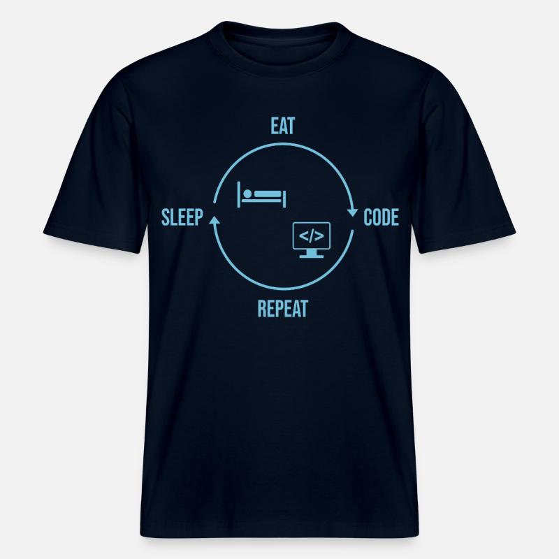 Eat Sleep Code Repeat - Programmierer Kreislauf -  RELAXED FIT Unisex Organic T-Shirt - Navy