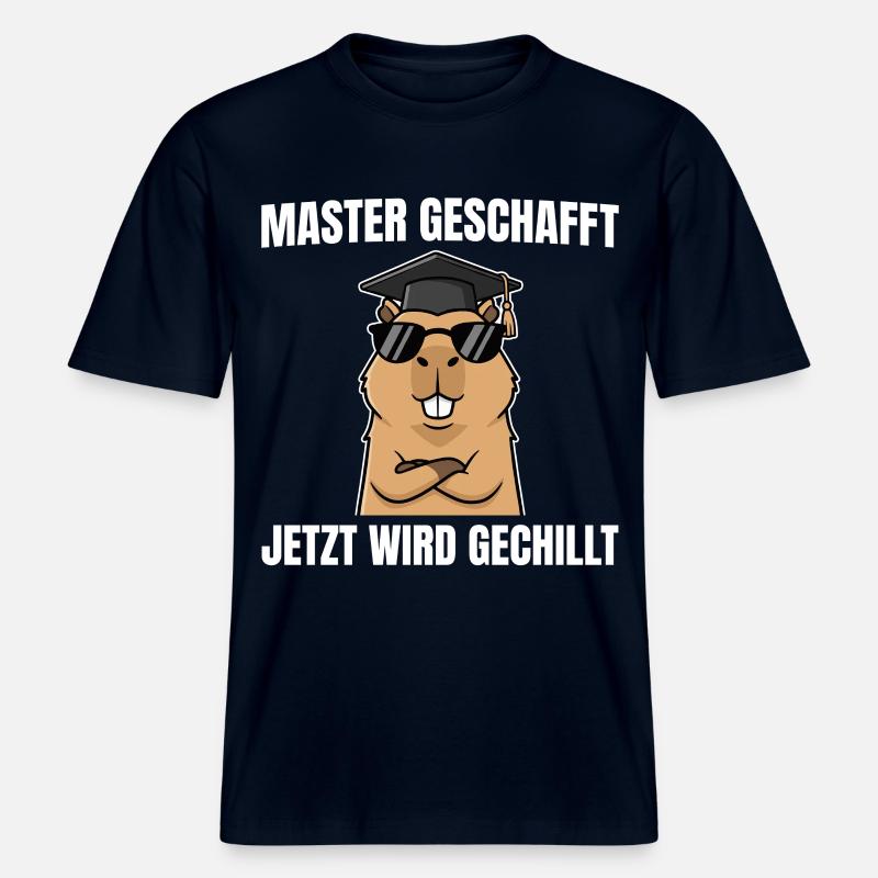 Master Passed Capybara Master's Exam -  RELAXED FIT Unisex Organic T-Shirt - french navy